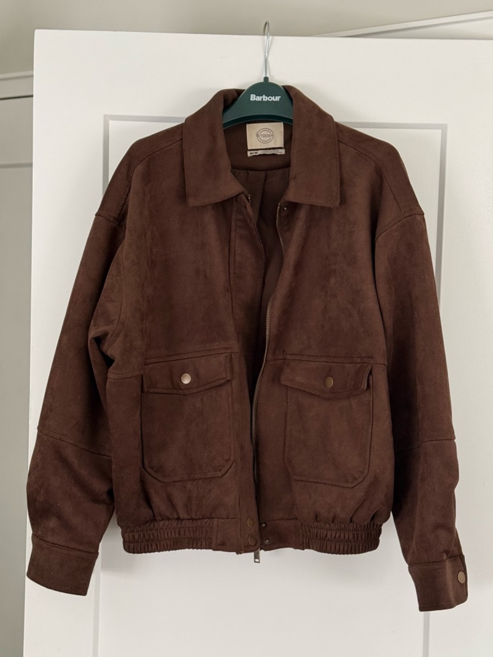 Chocolate Brown Suede Bomber Jacket
